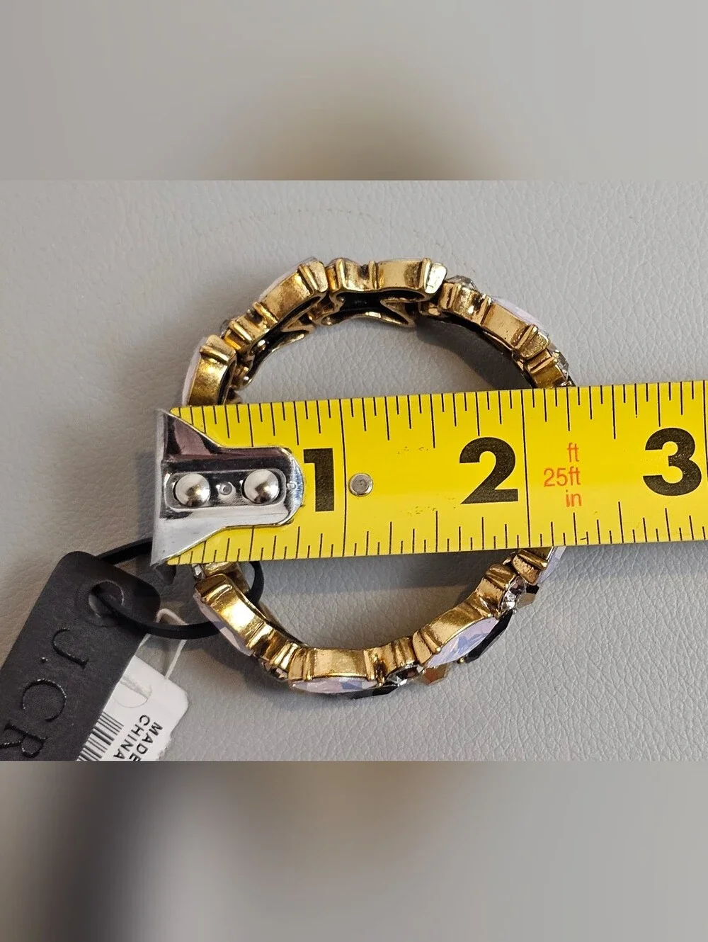 [J CREW] Puzzle Stretch Bracelet Opalescent, Lavender and Black Stones Gold Tone